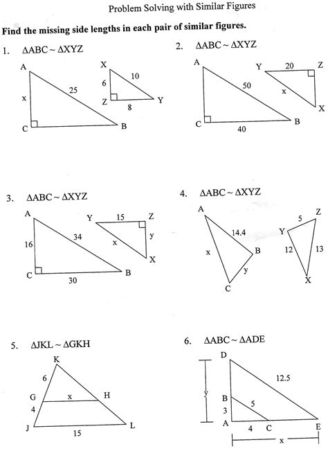 similar figures and scale factor worksheet answer key